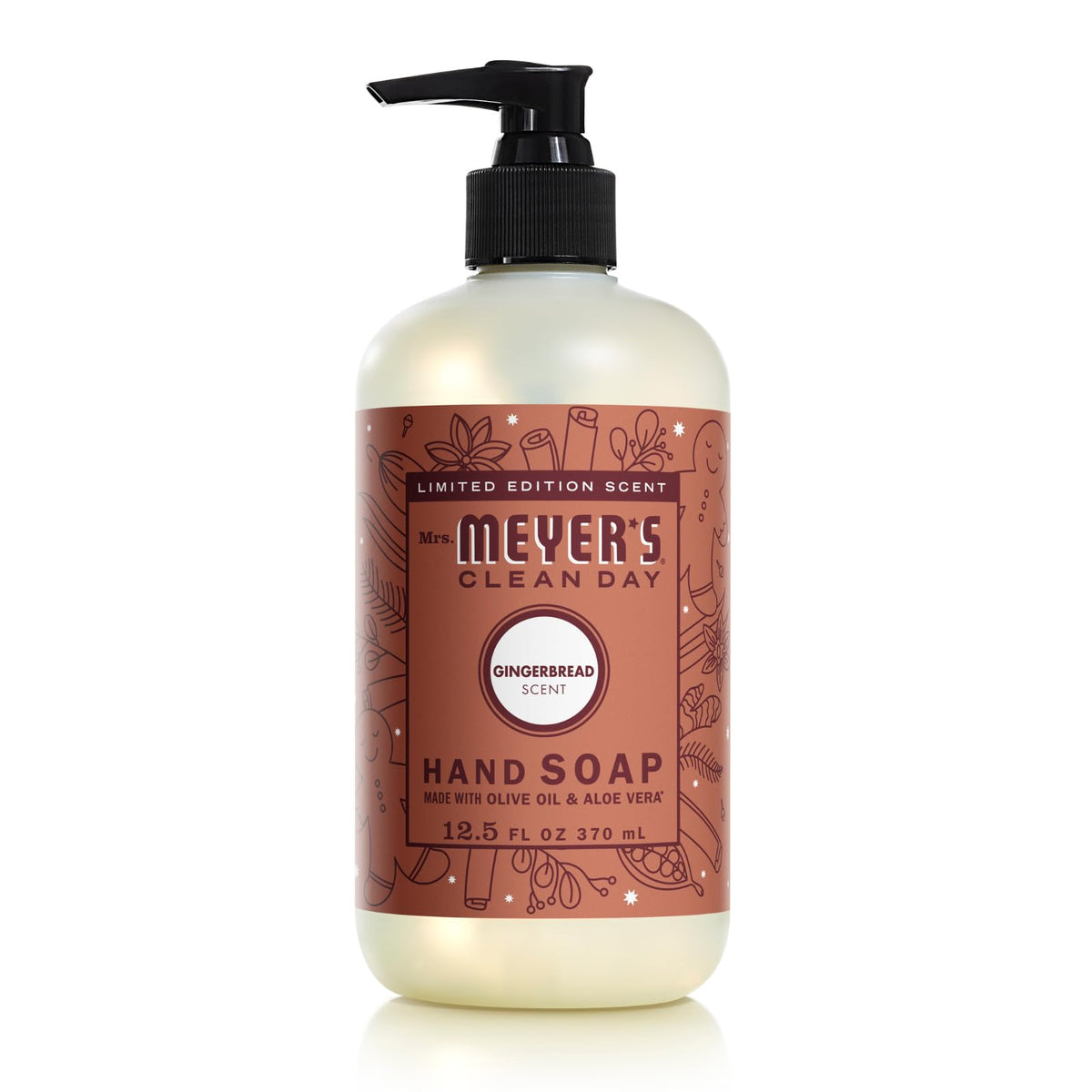 Mrs. MEYER'S Hand Wash Snow Drop + Gingerbread label detail