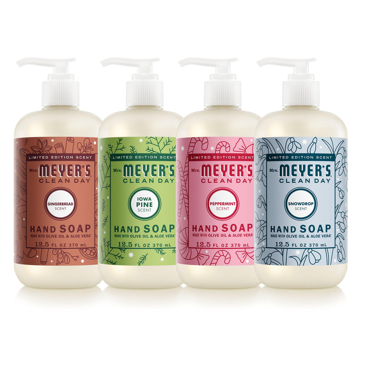 Mrs. MEYER'S Holiday Liquid Hand Soap Set with four bottles