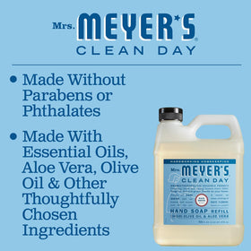 Mrs. MEYER'S Liquid Hand Soap Rainwater Scent displayed in a bathroom