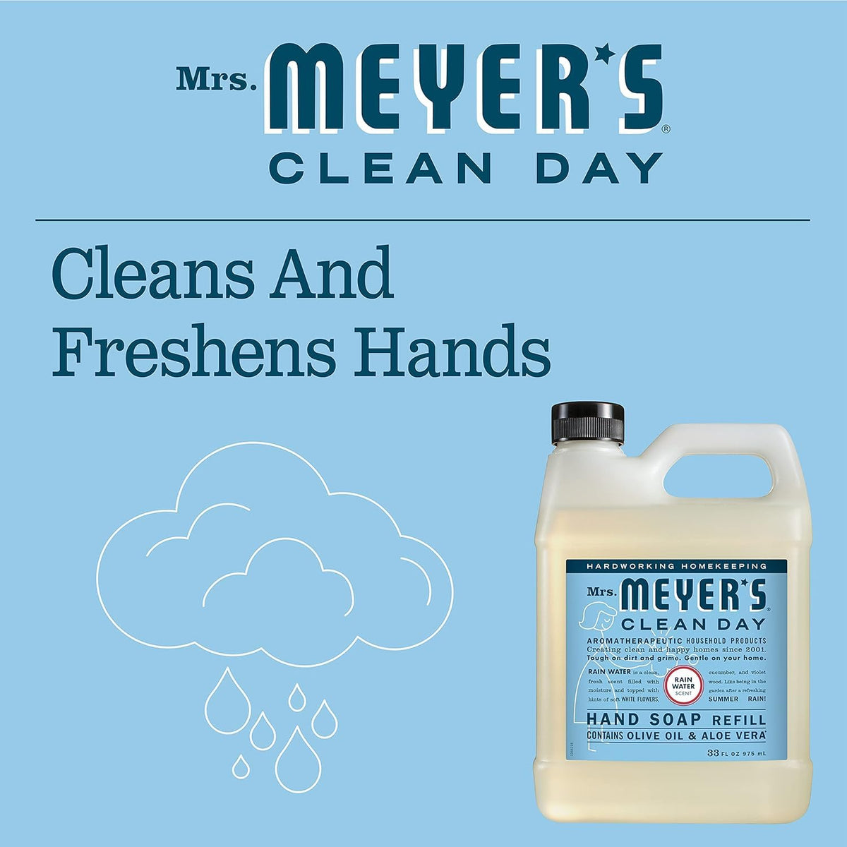 Mrs. MEYER'S Liquid Hand Soap Rainwater Scent refill and pump bottle together