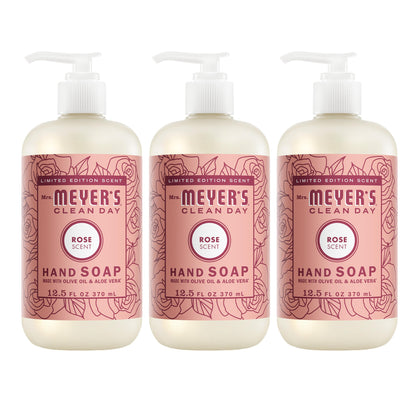 Mrs. MEYER'S Rose Liquid Hand Soap 12.5 fl oz front view