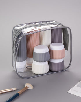 Mrsdry silicone bottles with various toiletries inside