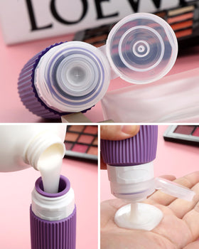 Mrsdry silicone squeeze bottle 3oz with clear makeup bag