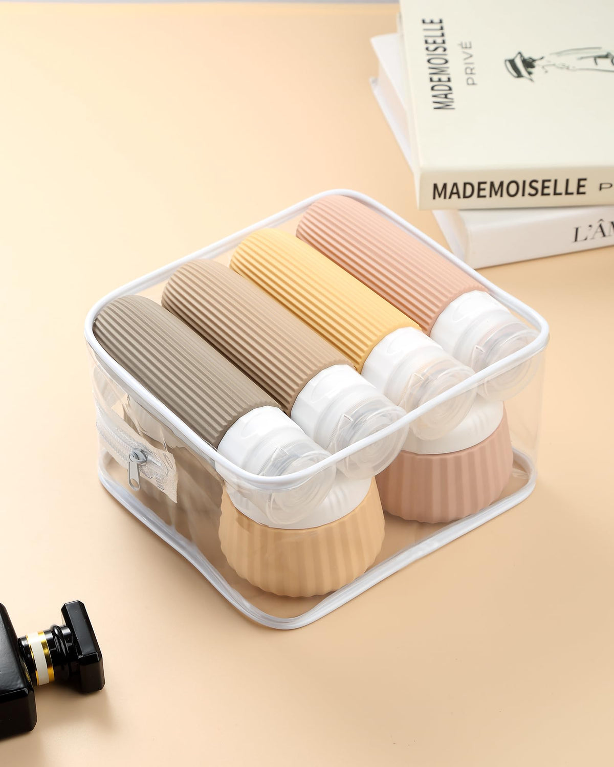 Mrsdry travel accessories packed in clear makeup bag
