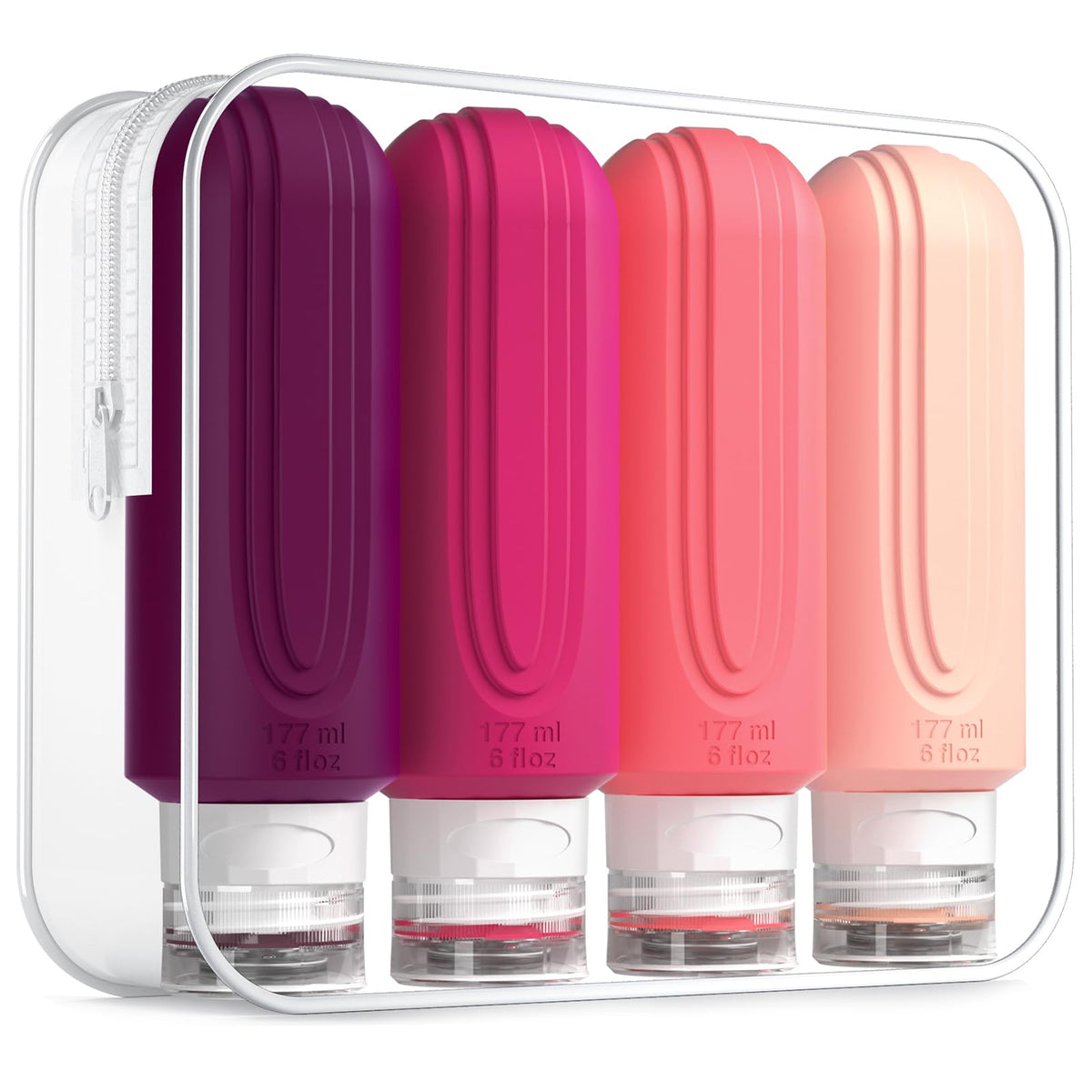 Mrsdry travel bottles 6oz front view with PVC toiletry bag