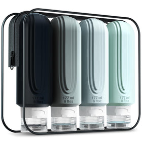 Mrsdry Travel Bottles 6oz leak proof containers in a toiletry bag