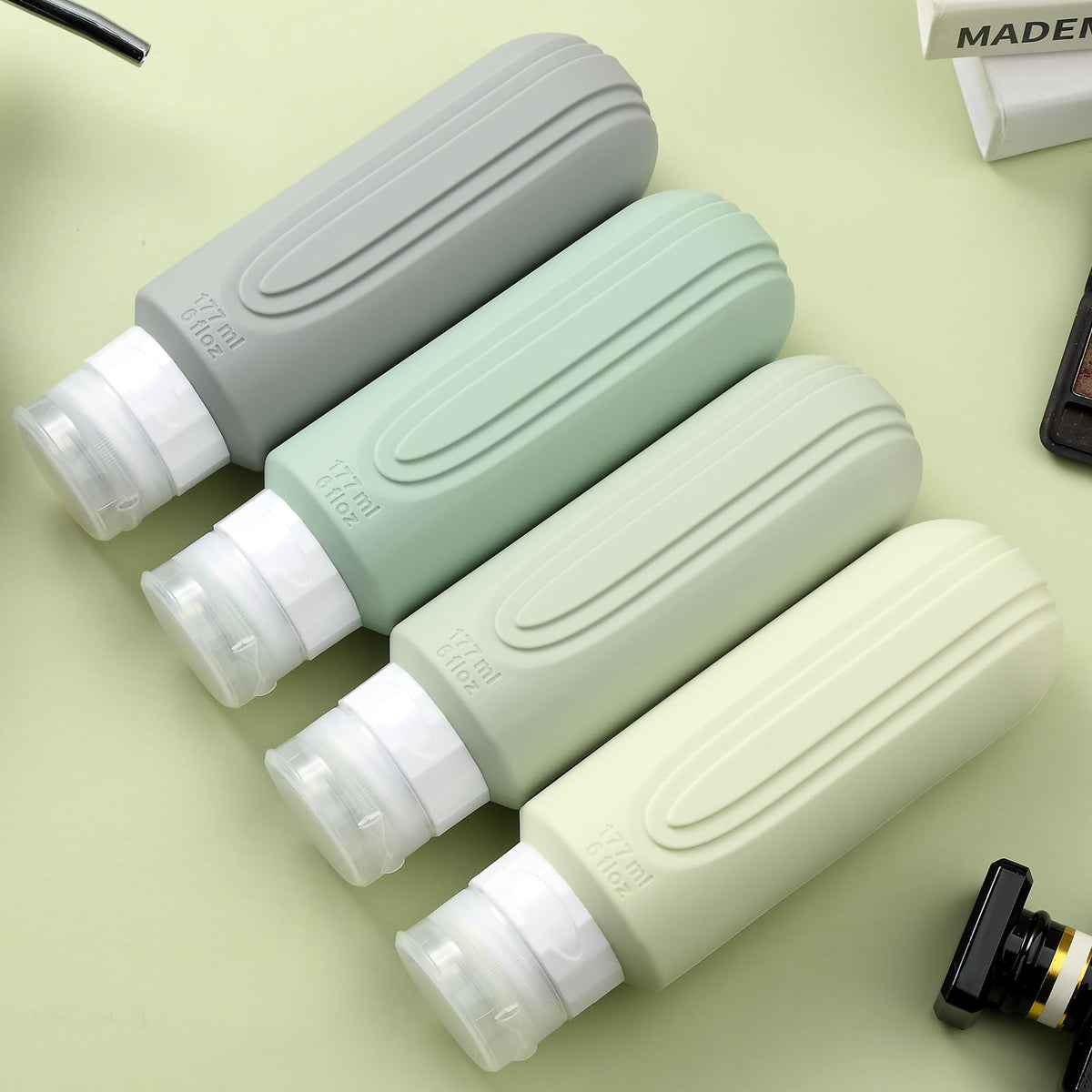Mrsdry Travel Bottles 6oz with shampoo and lotion inside