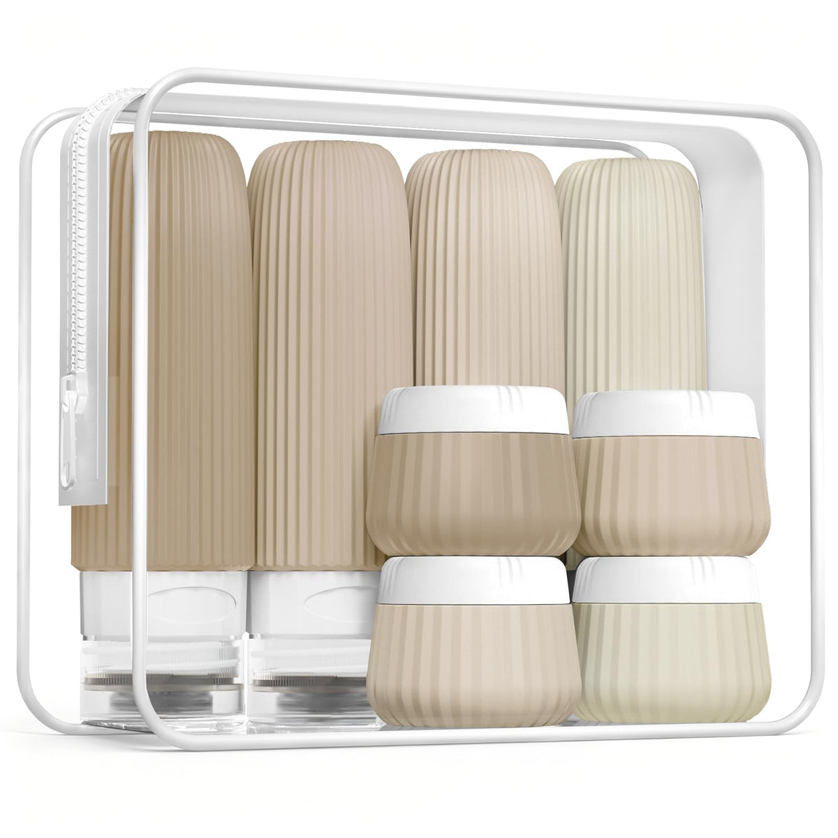 Mrsdry Travel Bottles 8 pack with clear bag front view