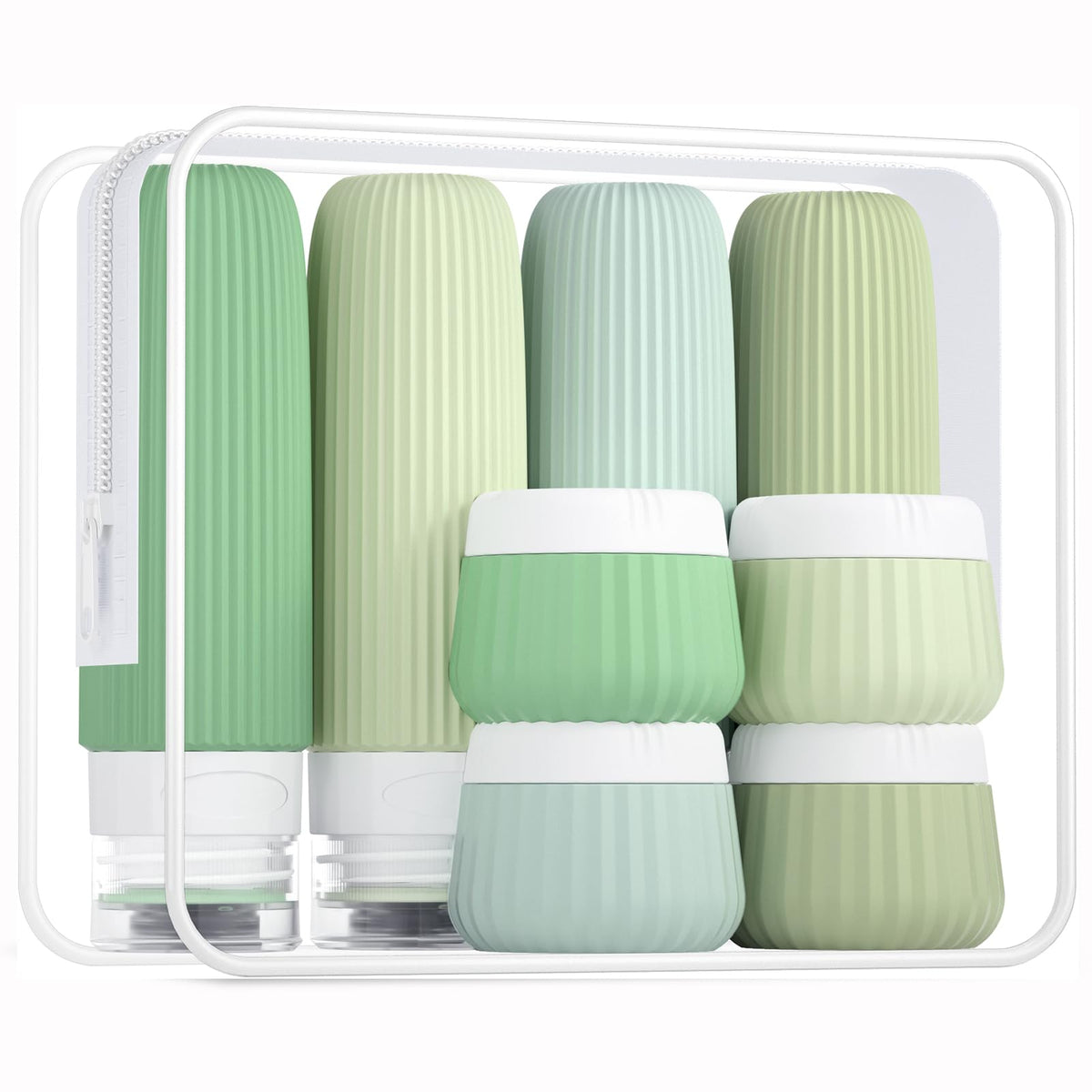 Mrsdry Travel Bottles 8 Pack with Clear Makeup Bag