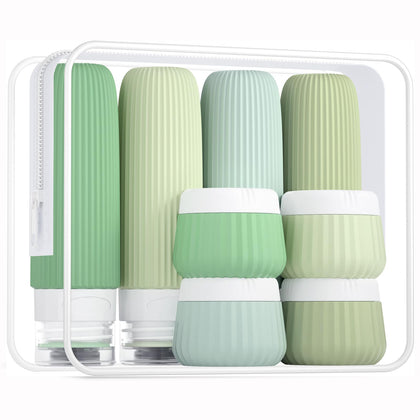 Mrsdry Travel Bottles 8 Pack with Clear Makeup Bag