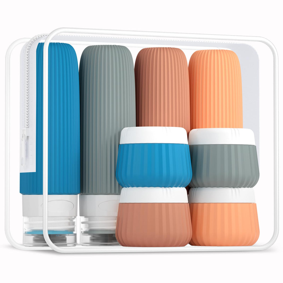 Mrsdry travel bottles 8 pack with clear makeup bag