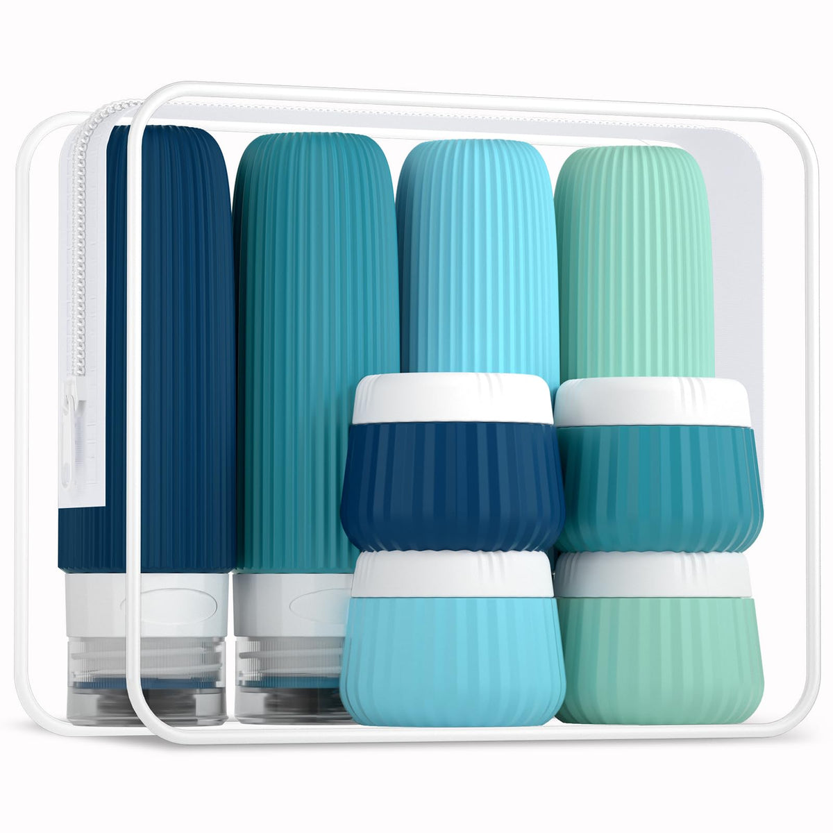 Mrsdry Travel Bottles 8 Pack with Clear Makeup Bag
