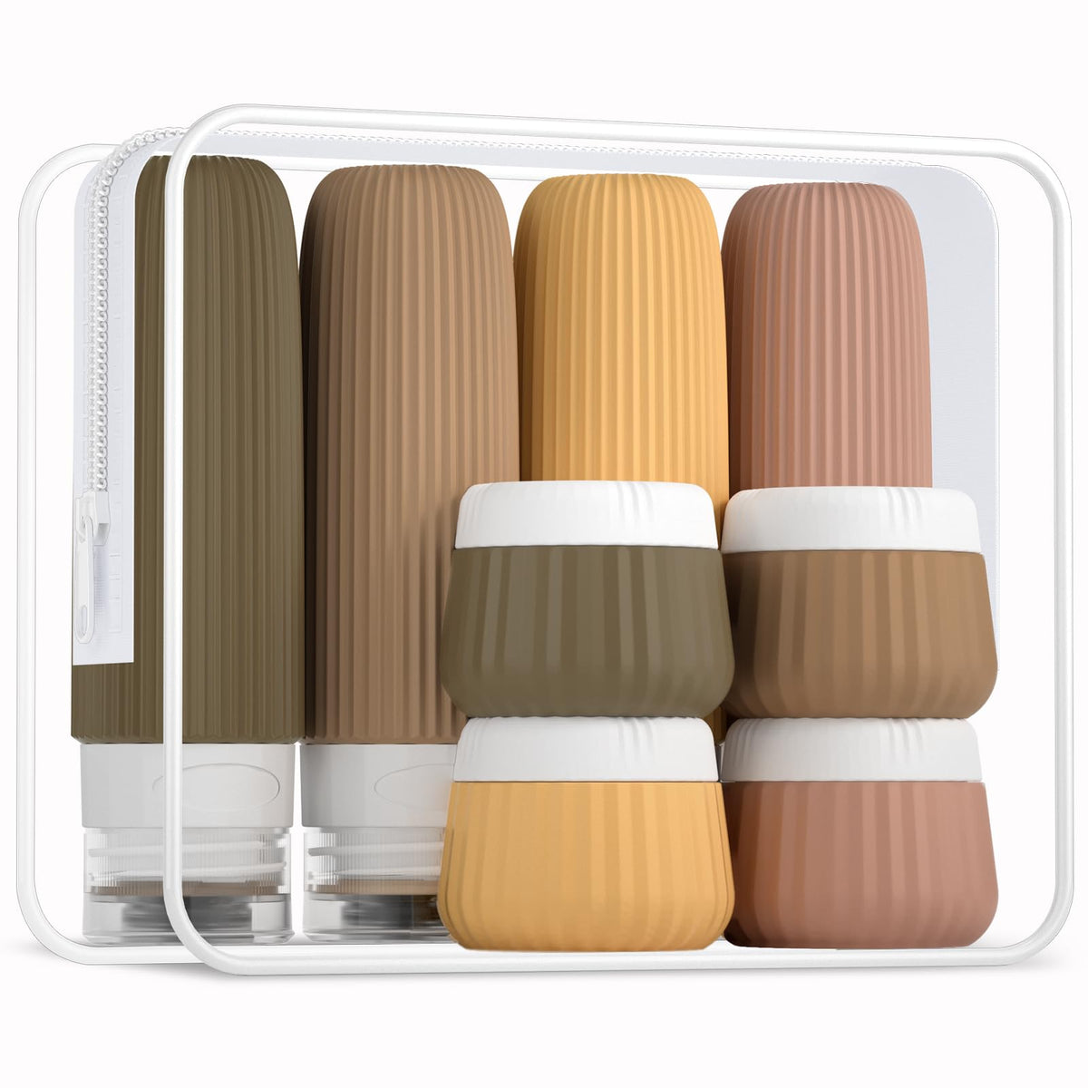 Mrsdry Travel Bottles 8 Pack with Clear Makeup Bag