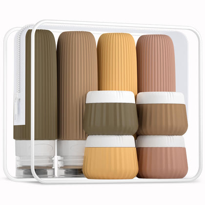 Mrsdry Travel Bottles 8 Pack with Clear Makeup Bag
