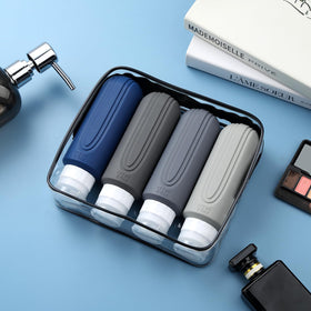Mrsdry travel bottles arranged in a toiletry bag