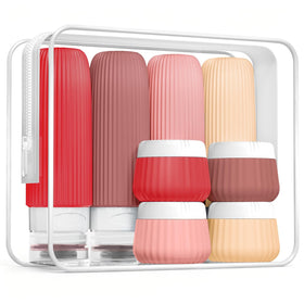 Mrsdry Travel Bottles for Toiletries 8 Pack including silicone squeeze bottles and cream jars