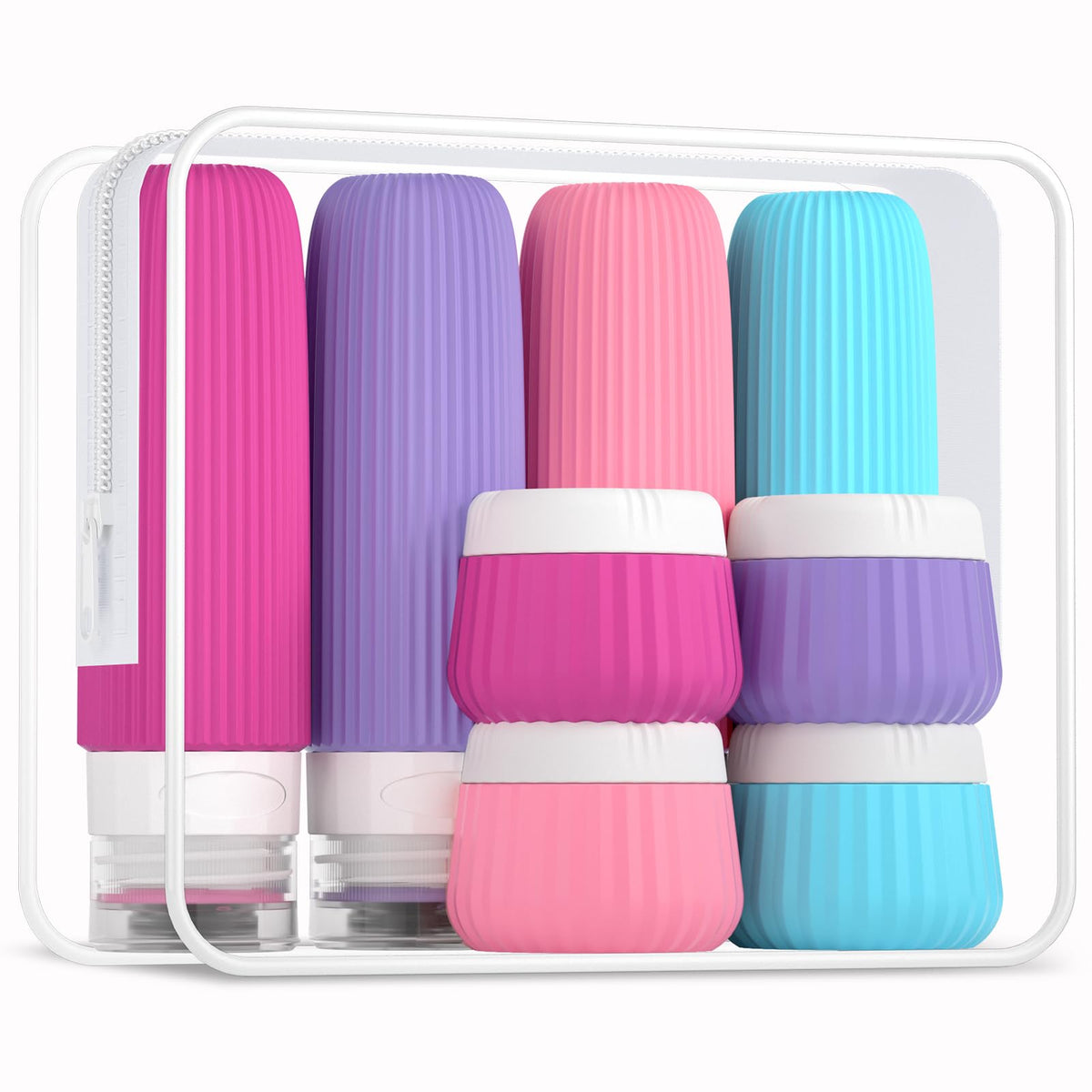 Mrsdry Travel Bottles for Toiletries 8 Pack with clear bag
