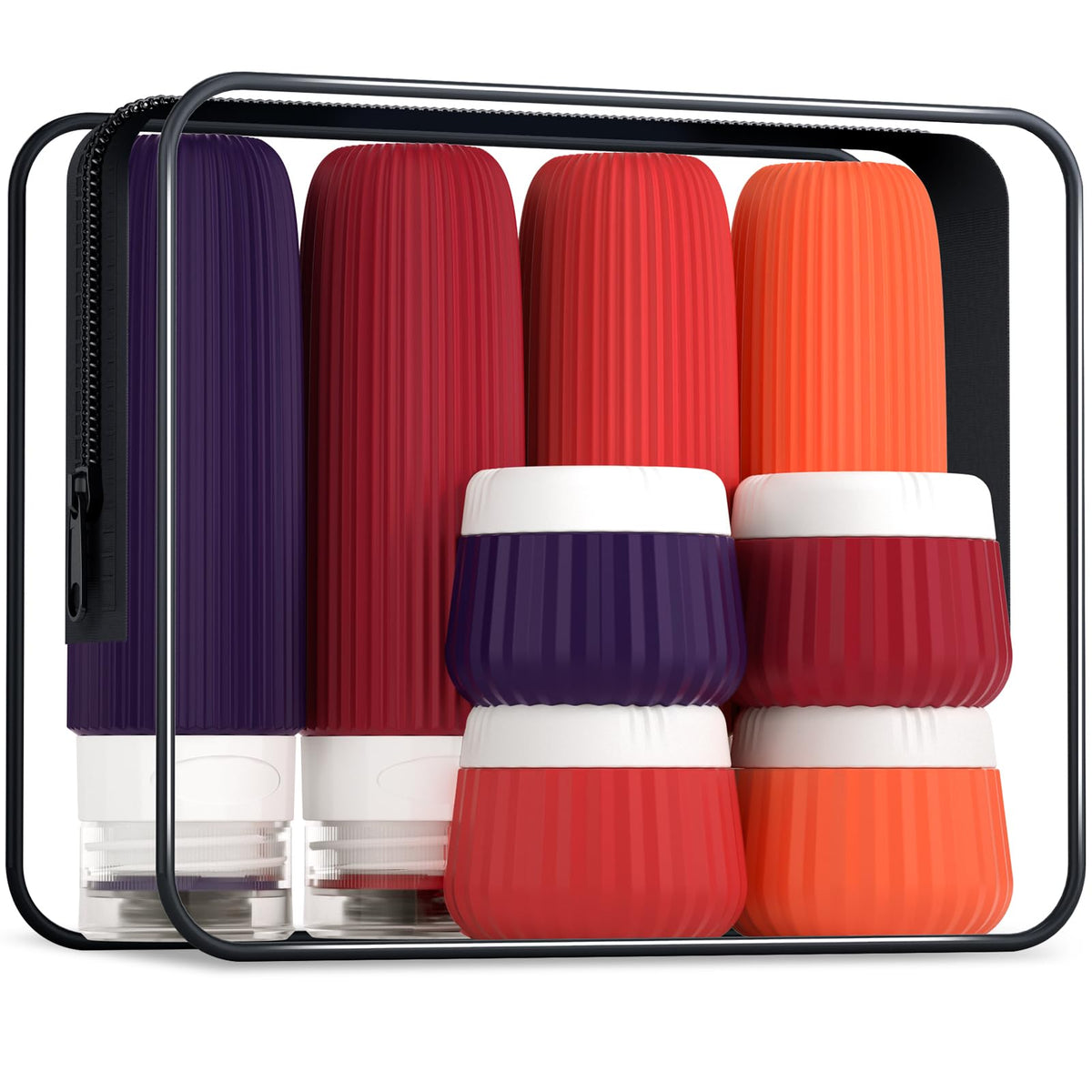 Mrsdry travel bottles set including silicone squeeze bottles and cream jars