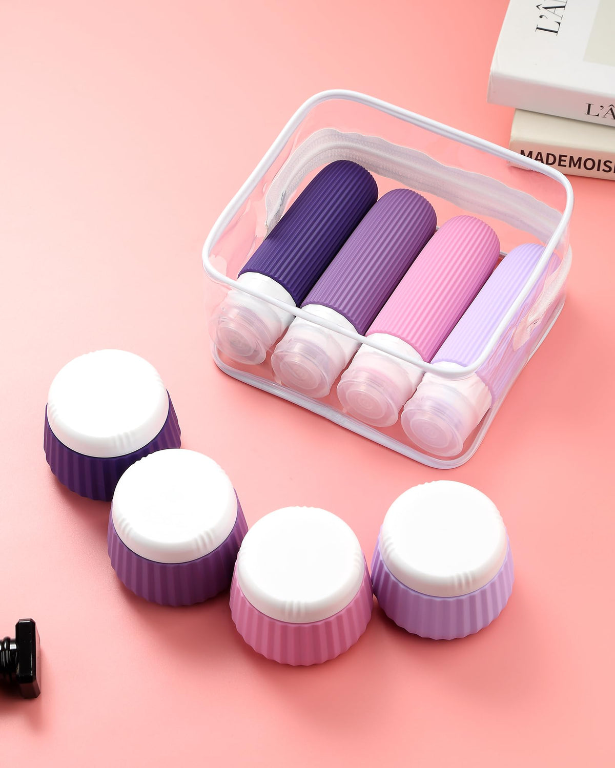Mrsdry travel bottles set on a travel-themed background