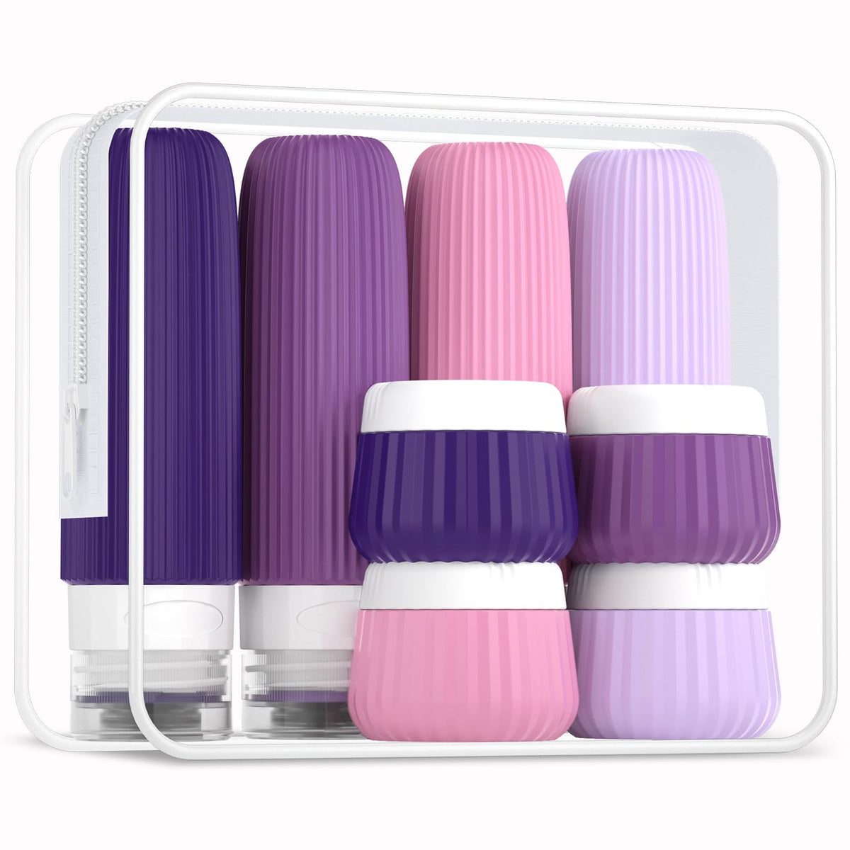 Mrsdry travel bottles set with silicone squeeze bottles and cream jars