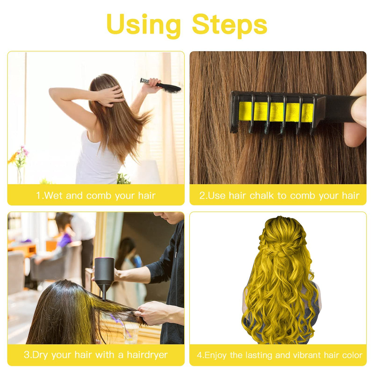 MSDADA Hair Chalk Comb being washed out easily