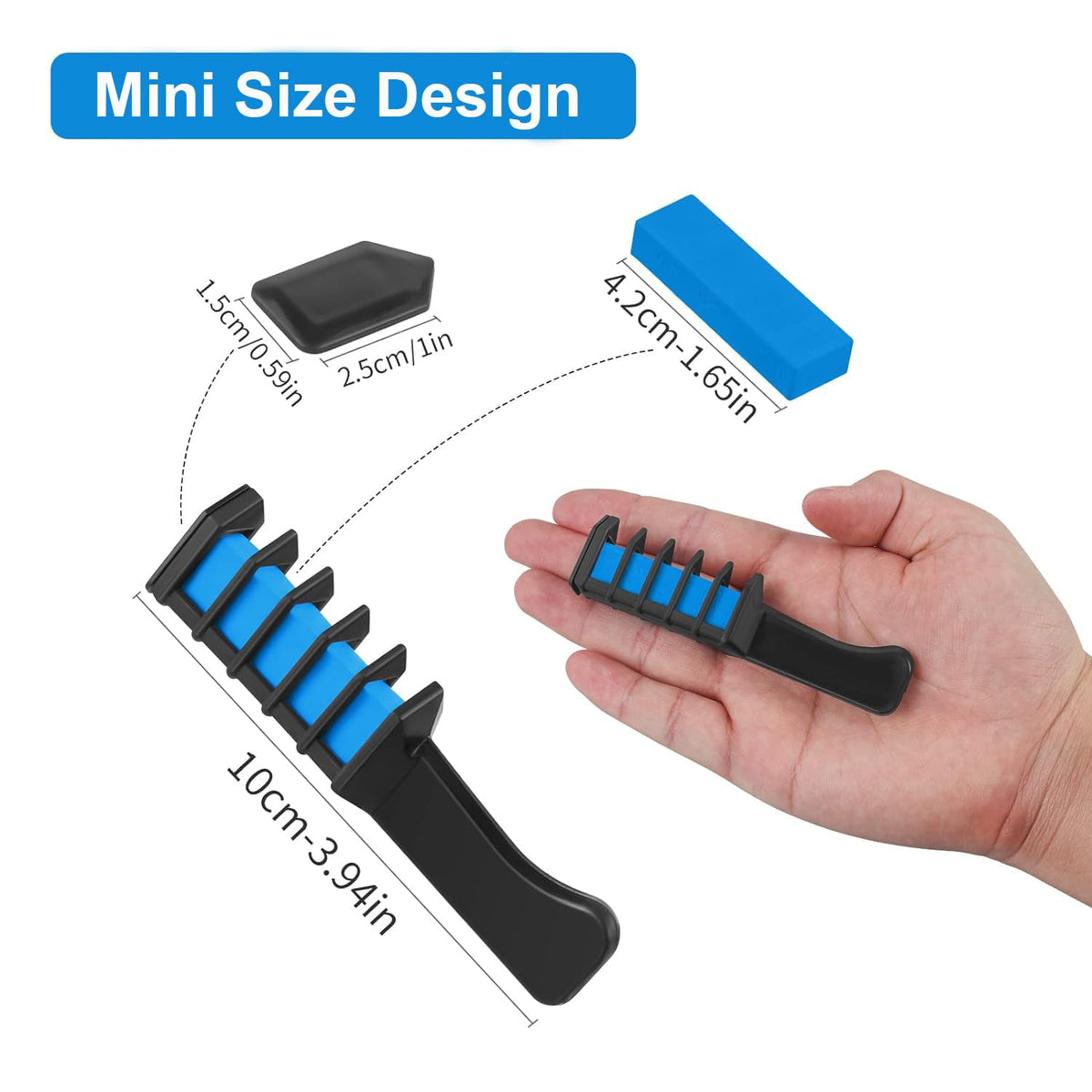 MSDADA Hair Chalk Comb Blue application on hair
