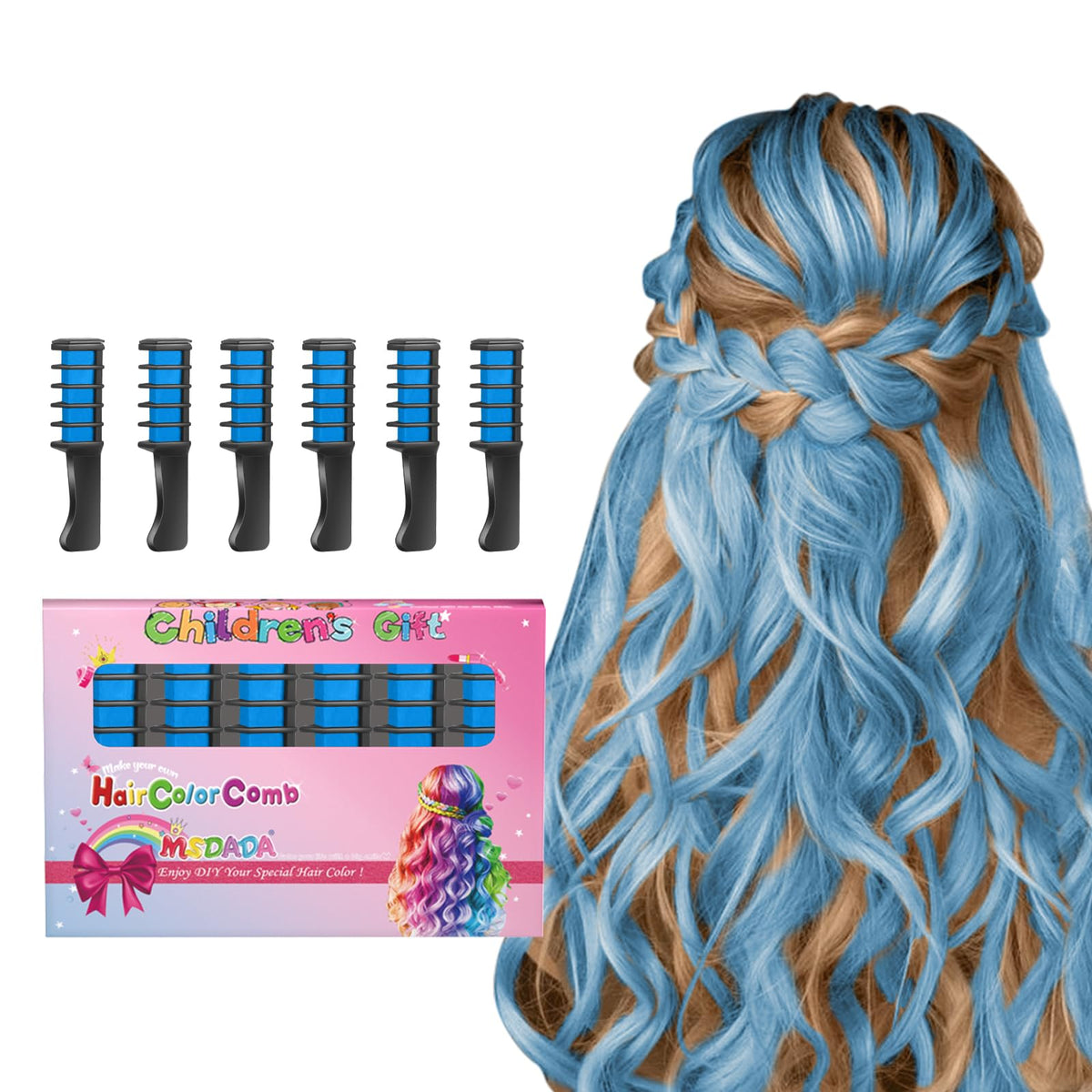 MSDADA Hair Chalk Comb Blue front view