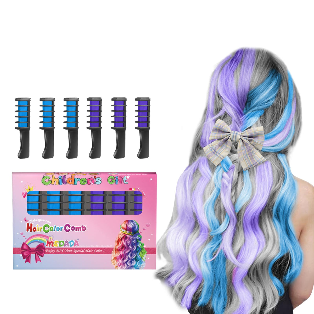 MSDADA Hair Chalk Comb in assorted colours front view
