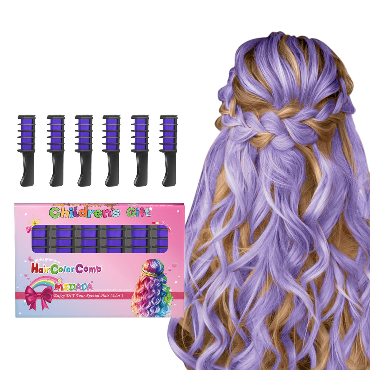 MSDADA Hair Chalk Comb in bright purple front view