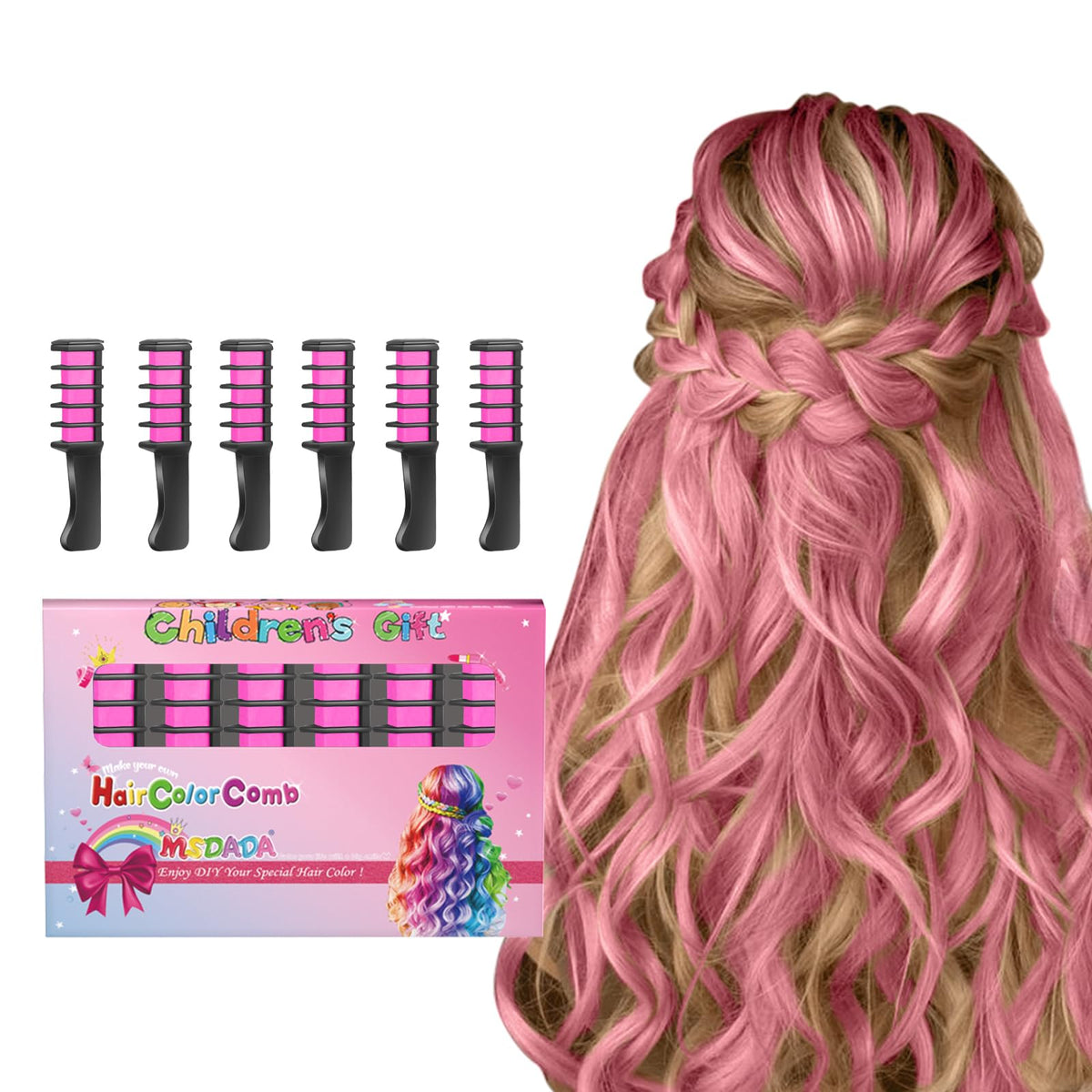 MSDADA Hair Chalk Comb in various colours front view