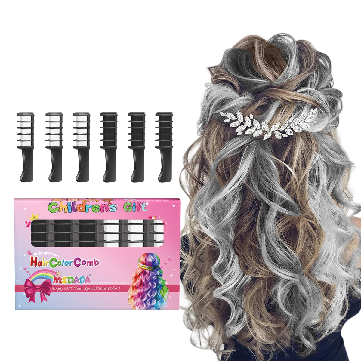 MSDADA Hair Chalk Comb in various vibrant colours