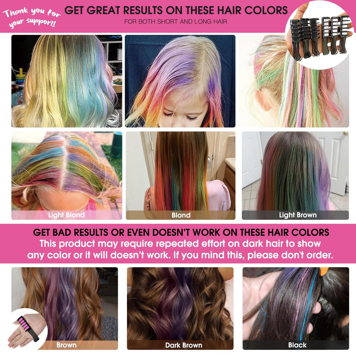 MSDADA Hair Chalk Comb showing mini size design