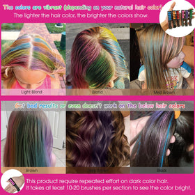 MSDADA Hair Chalk Comb showing vibrant hair colour application