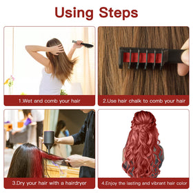 MSDADA Hair Chalk Comb with colourful hair after application