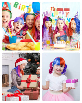 MSDADA Hair Chalk Comb with colourful hair styles