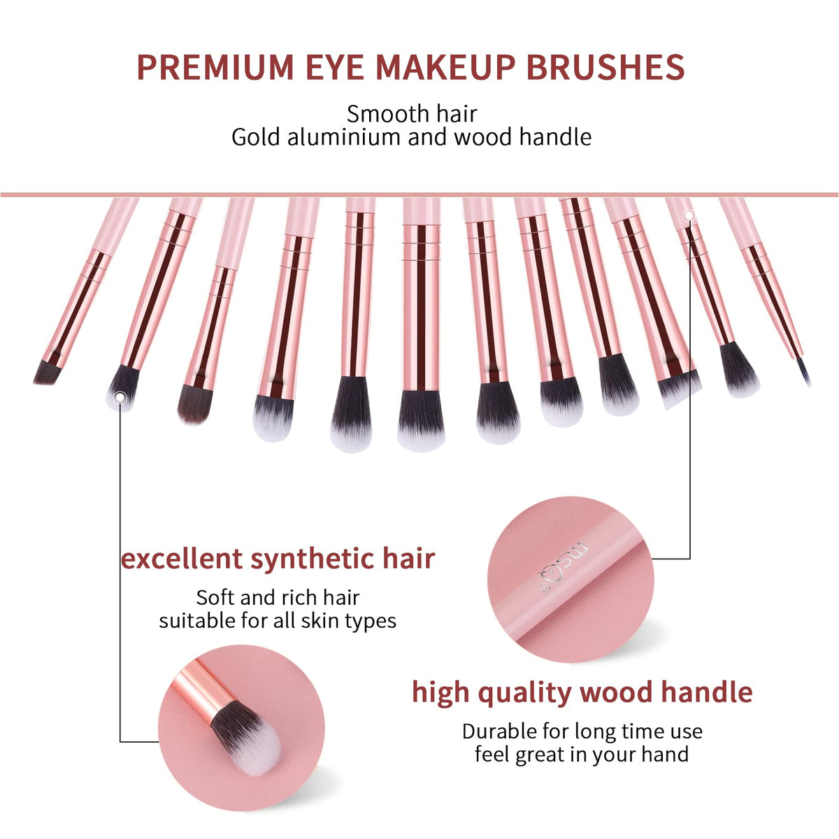 MSQ blending brush in rose gold and pink wood
