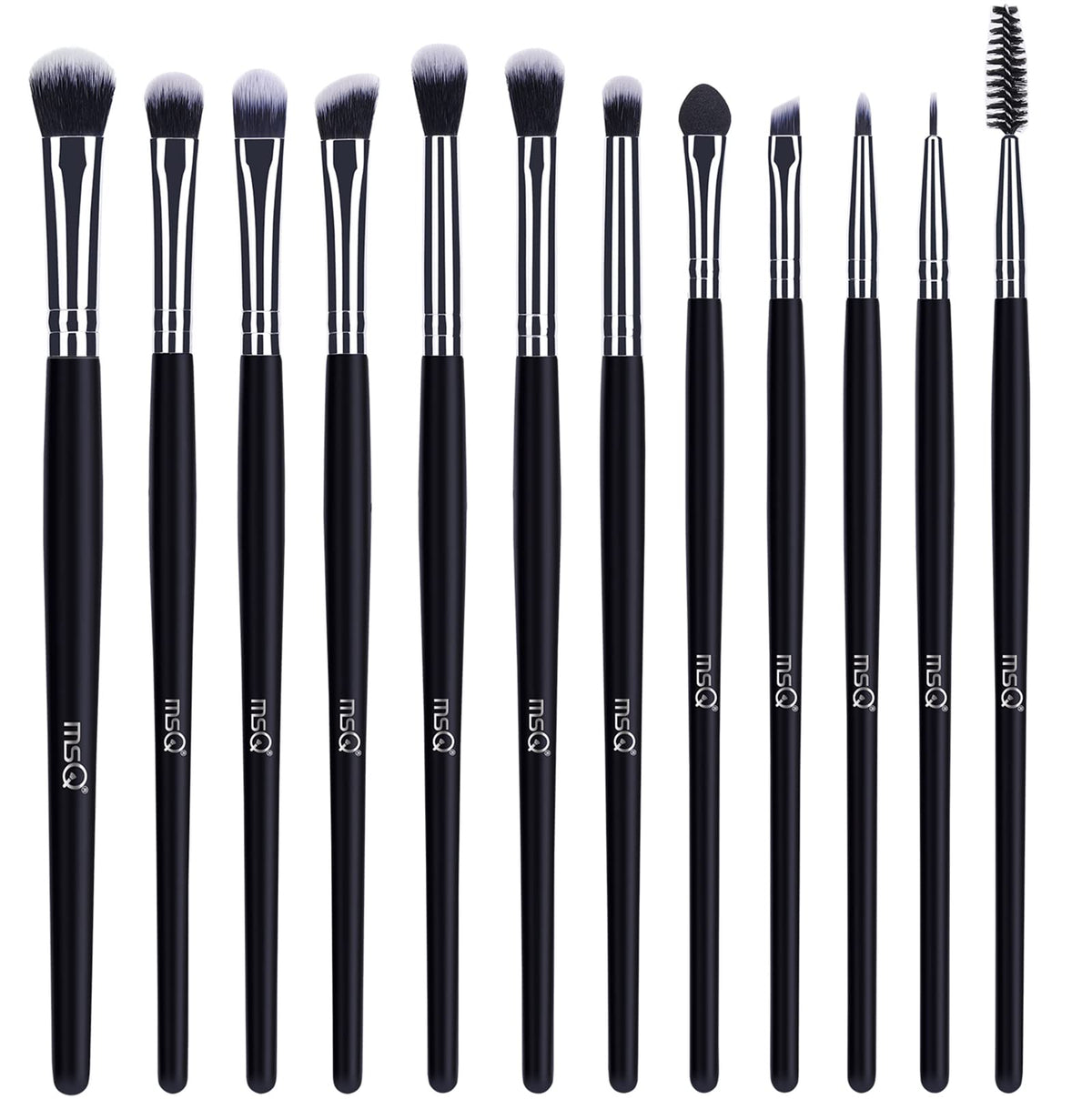 MSQ Eye Makeup Brushes Set 12pcs with longer handles