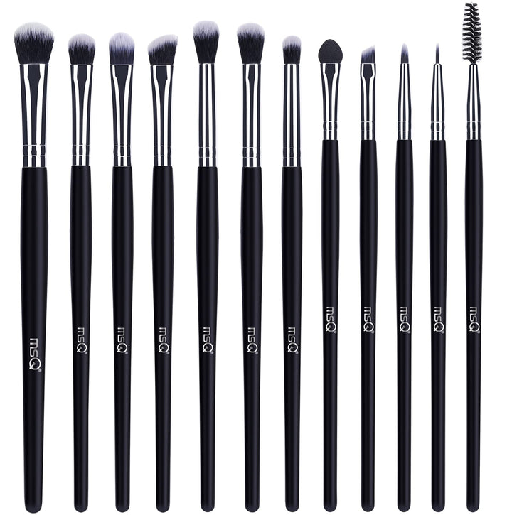 MSQ Eye Makeup Brushes Set 12pcs with longer handles
