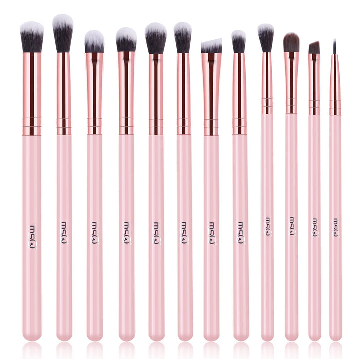 MSQ Eye Makeup Brushes Set 12pcs with pink wood handle