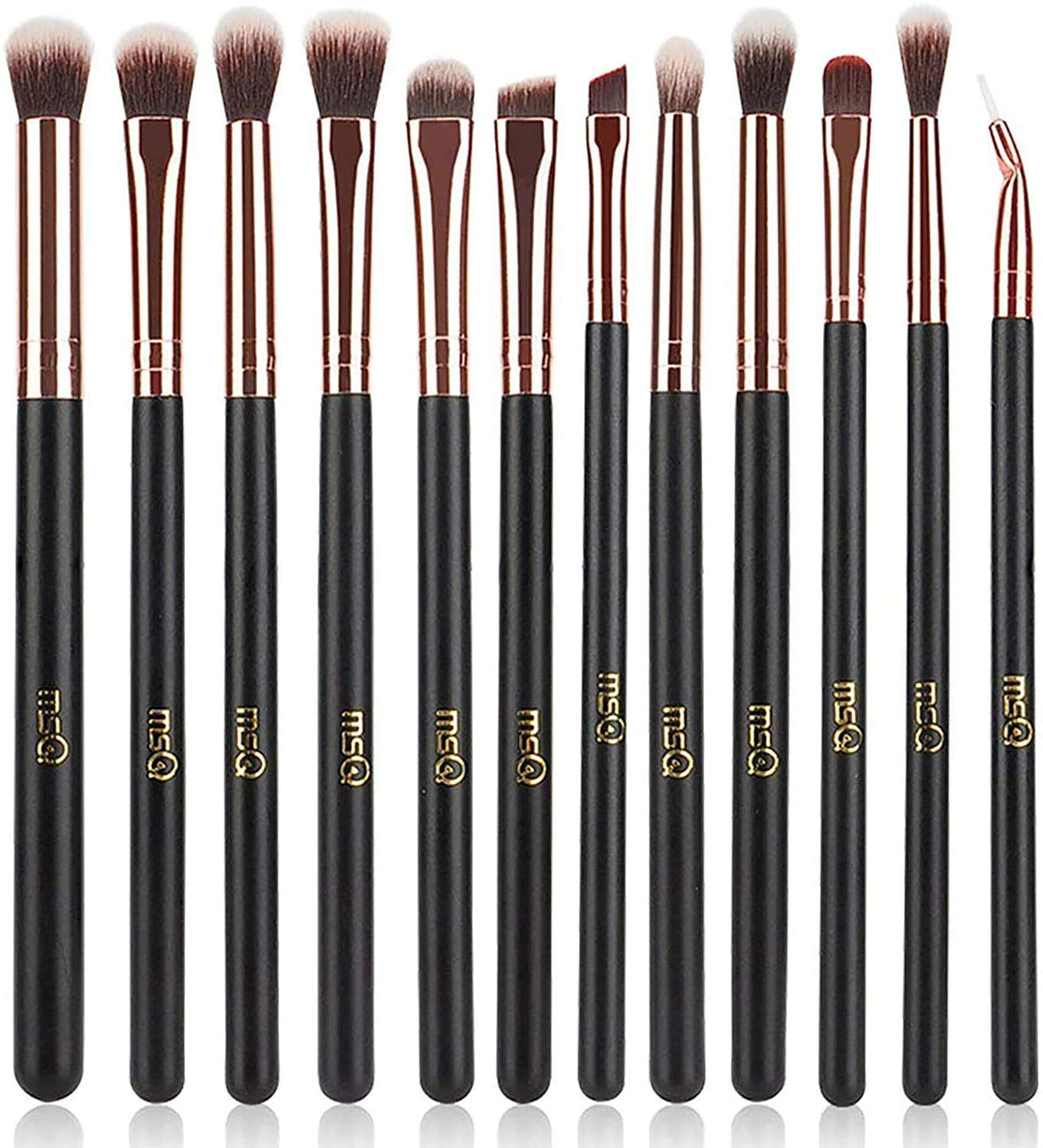 MSQ Eye Makeup Brushes Set 12pcs with rose gold accents