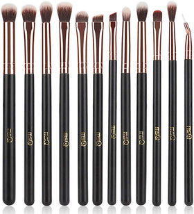 MSQ Eye Makeup Brushes Set 12pcs with rose gold accents