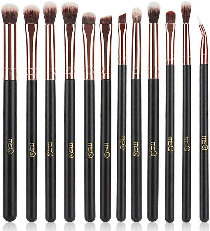 MSQ Eye Makeup Brushes Set 12pcs with rose gold accents