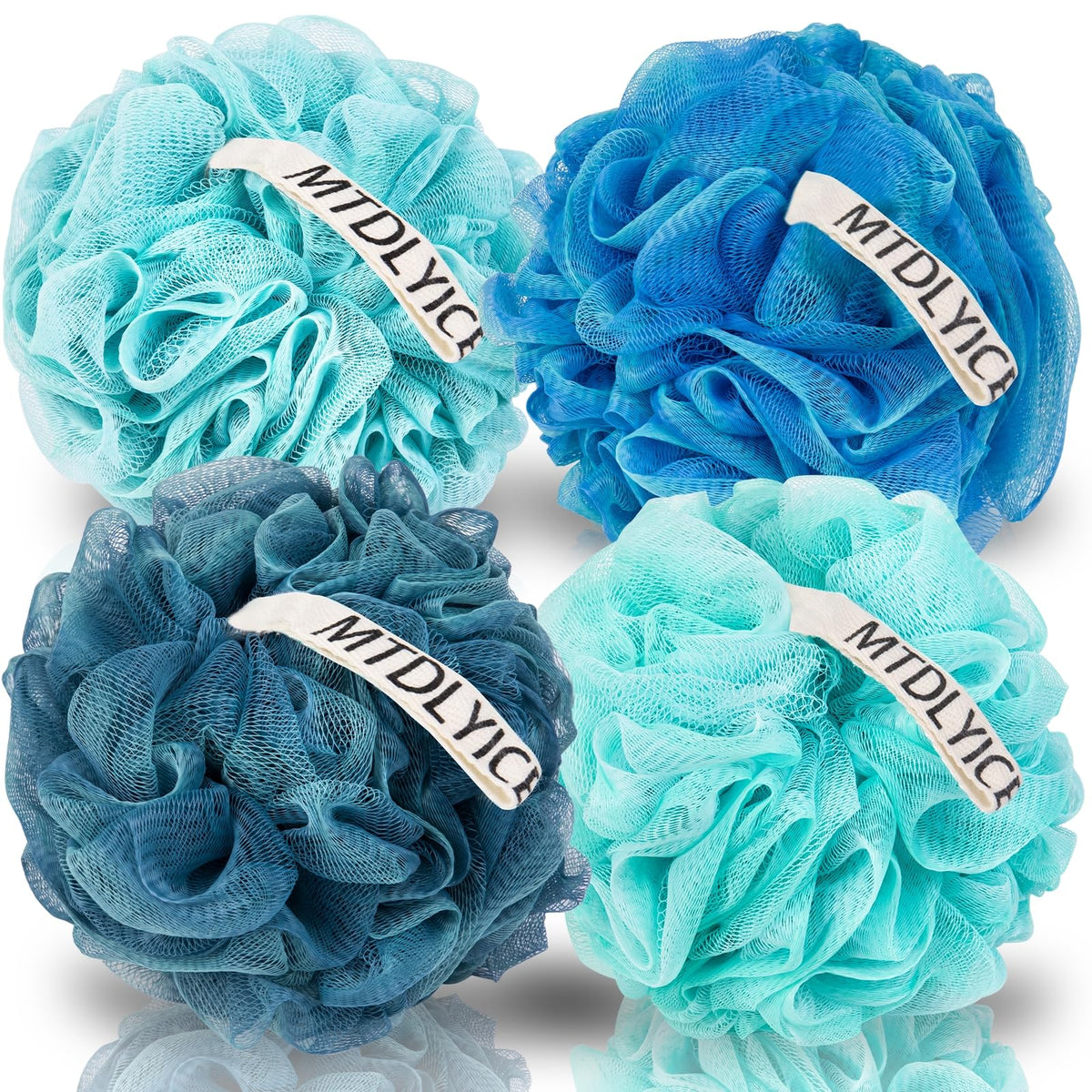 MTDLYICE XXL Large Loofah Sponge front view in blue