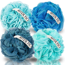 MTDLYICE XXL Large Loofah Sponge front view in blue