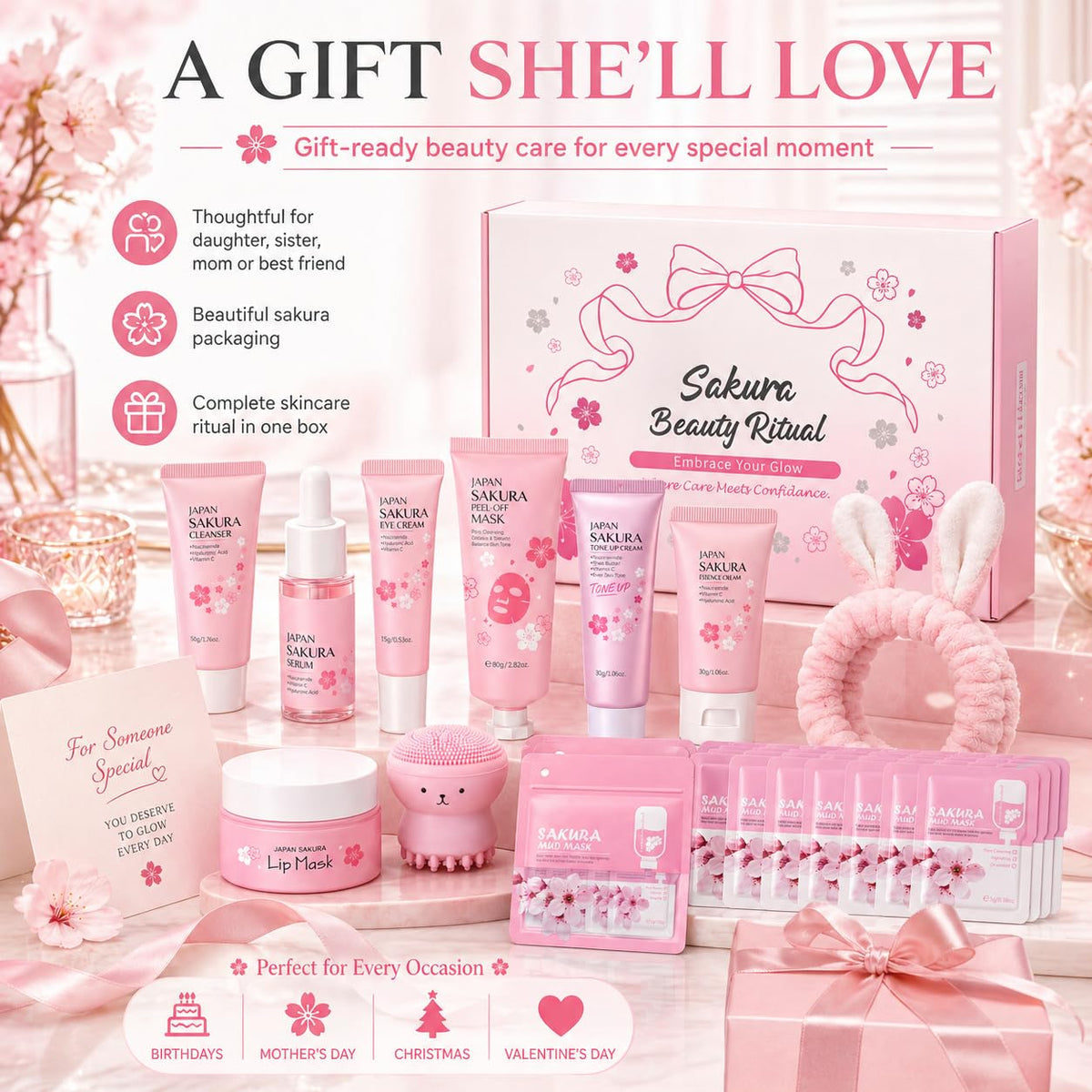 Mud mask and lip mask from MrCuvaryas Sakura Skin Care Set