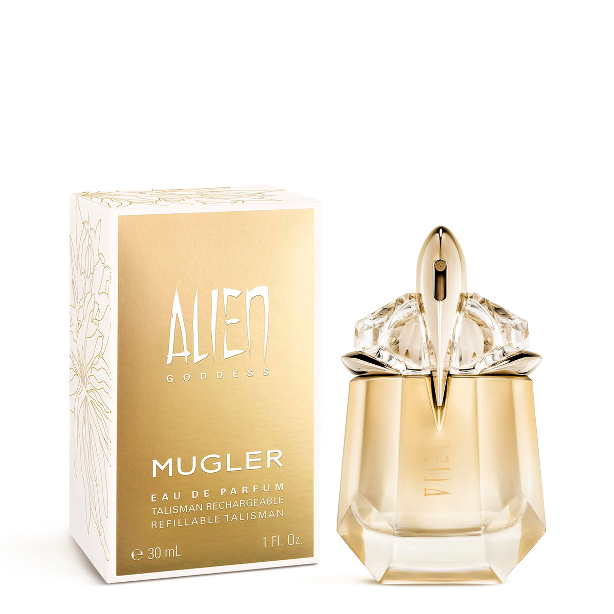 Mugler Alien Goddess Eau de Parfum on a vanity table