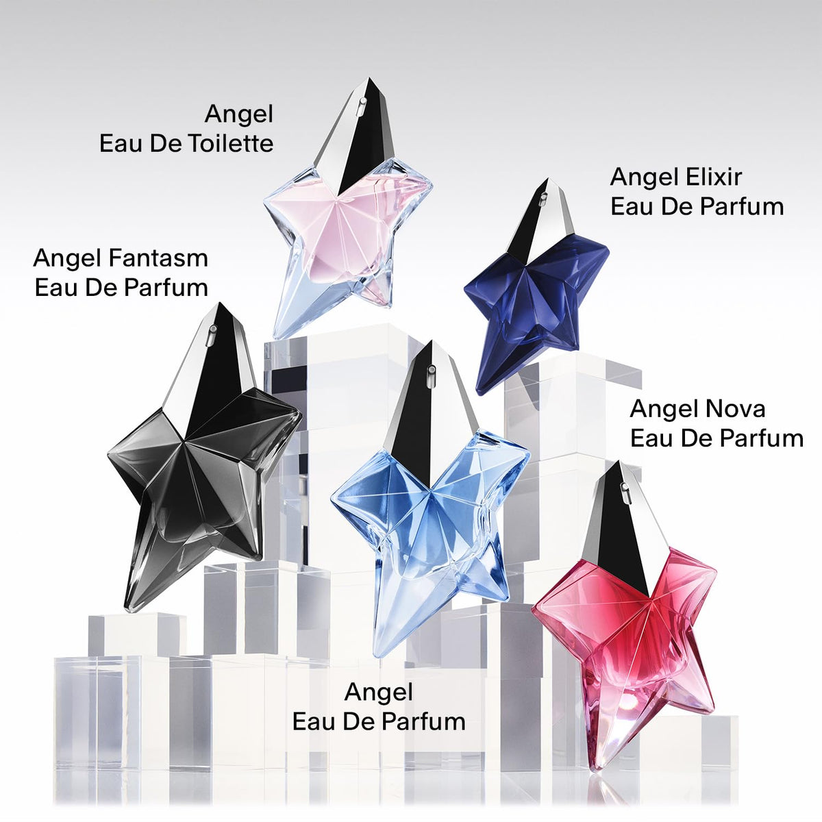 Mugler Angel Elixir Eau de Parfum refill bottle on a vanity table
