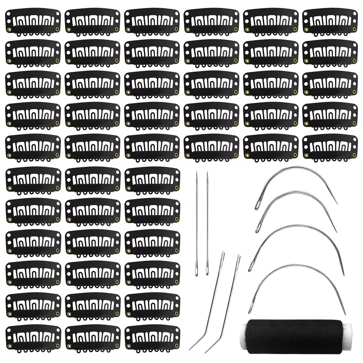MUIIGOOD 50pcs U Shape wig clips set with sewing needles and weaving thread