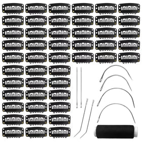 MUIIGOOD 50pcs U Shape wig clips set with sewing needles and weaving thread