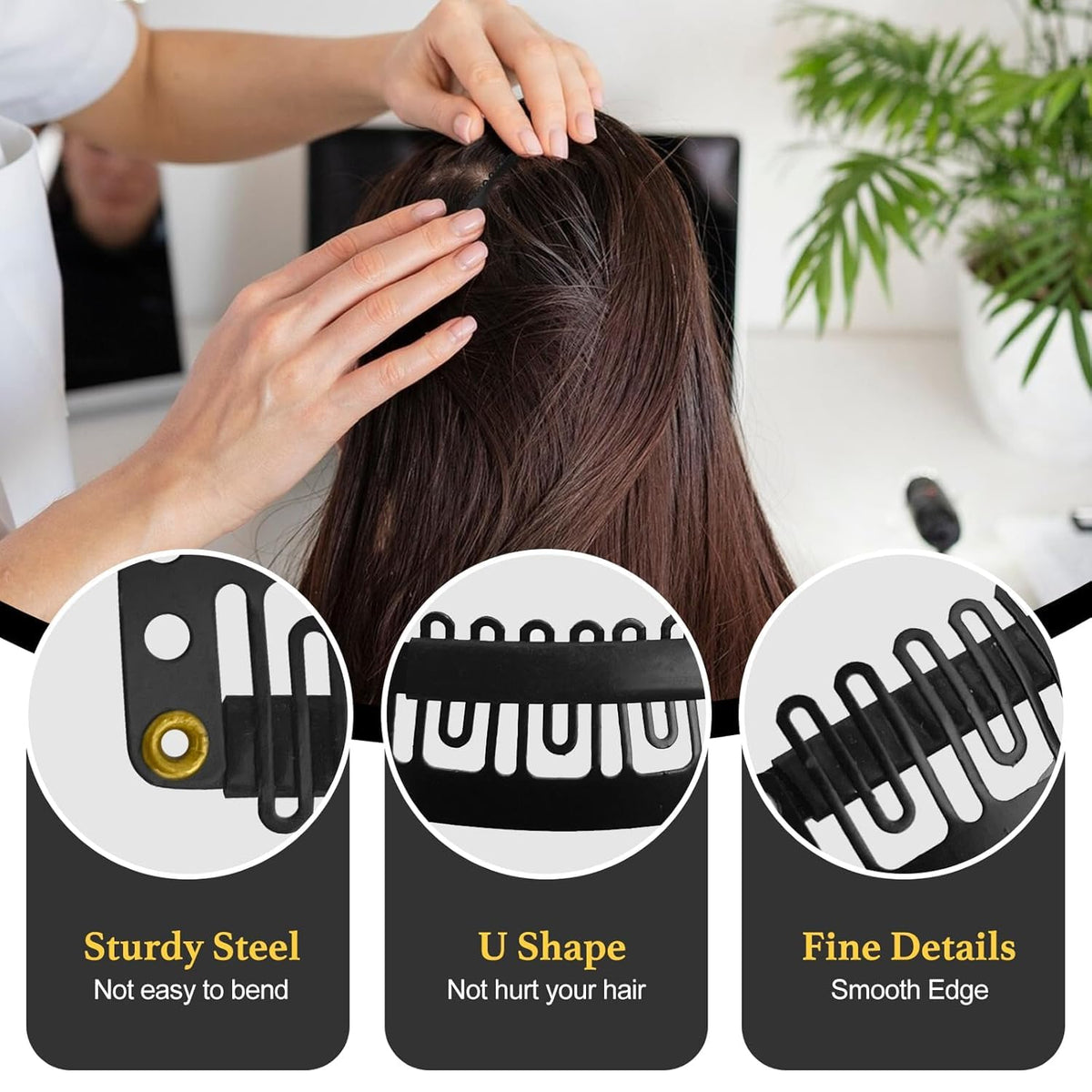 MUIIGOOD black wig clips displayed on a white background